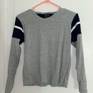 American Outpost Navy Blue and Grey Casual Pullover V-Neck Sweater